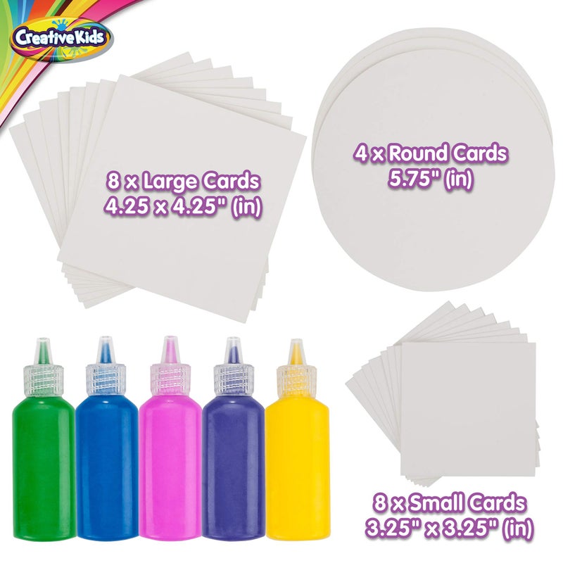 Creative Kids Spin & Paint Refill Pack - 8 x Large Cards - 8 x Small Cards - 4 x Round Cards - 5 Bottles of Colored Paint - Image 4